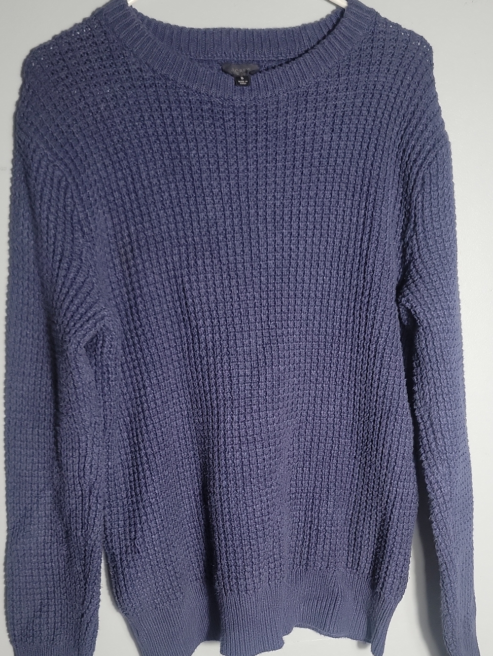 Jcrew Navy Blue Cable Knit Crew Sweater SMALL 100% COTTON